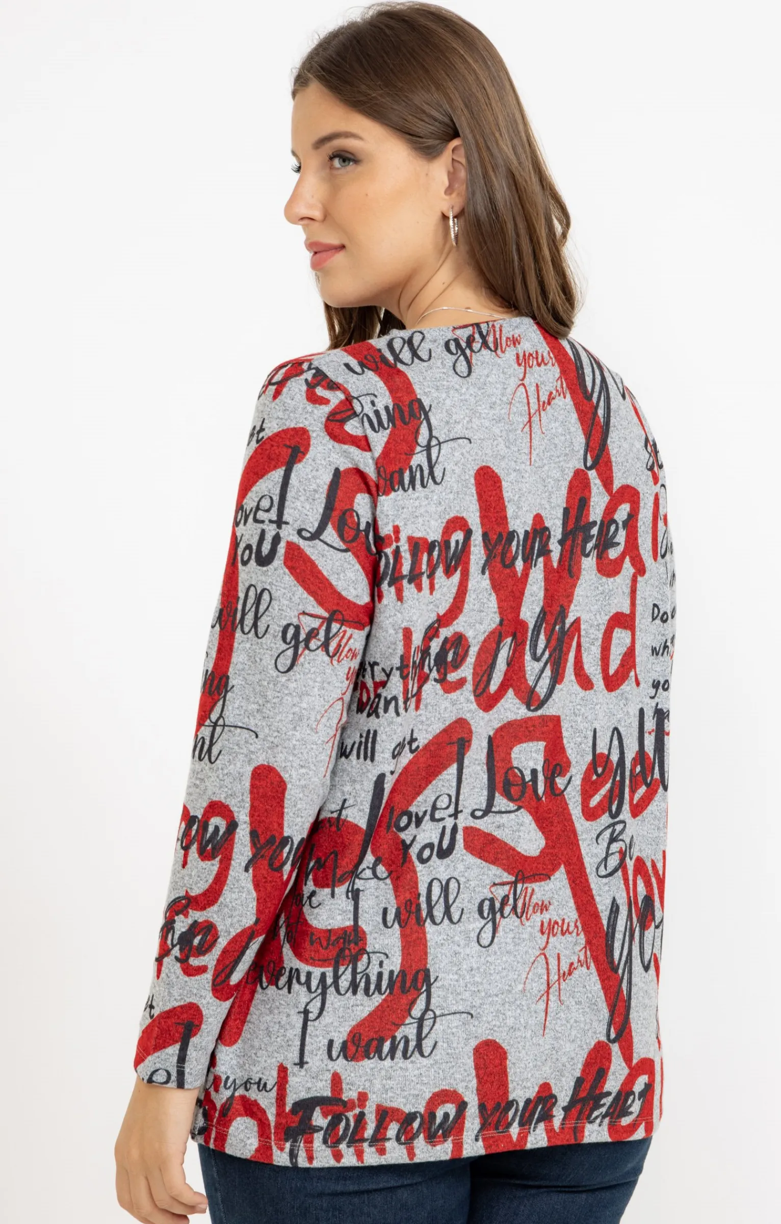 Toscane Boutique Tee-shirts|Tee-shirt maille chaude imprimé ROUGE