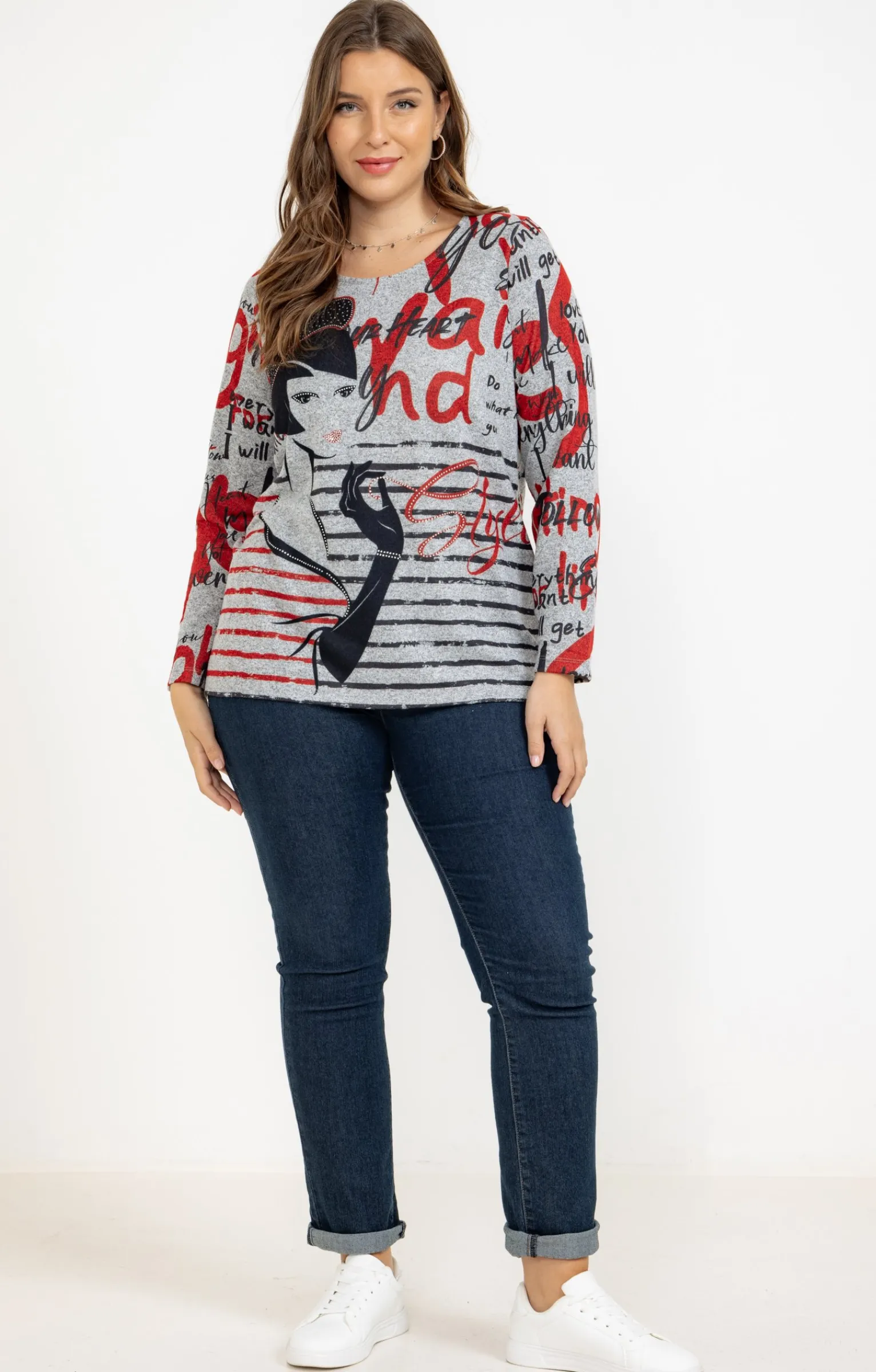 Toscane Boutique Tee-shirts|Tee-shirt maille chaude imprimé ROUGE