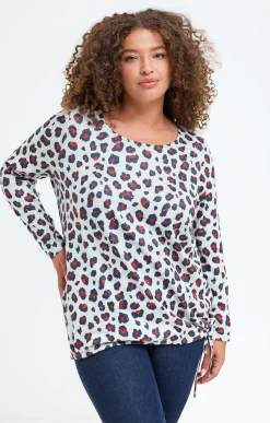 Toscane Boutique Tee-shirts|Tee-shirt maille chaude imprimé léopard GRIS