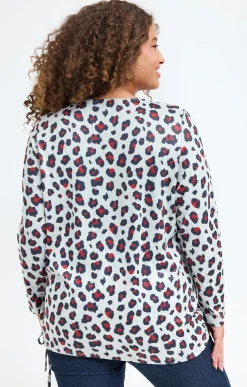 Toscane Boutique Tee-shirts|Tee-shirt maille chaude imprimé léopard GRIS