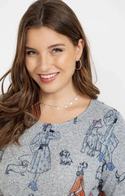 Toscane Boutique Tee-shirts|Tee-shirt maille chaude imprimé GRIS