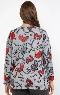 Toscane Boutique Tee-shirts|Tee-shirt maille chaude imprimé ROUGE