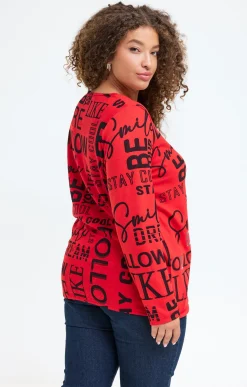 Toscane Boutique Tee-shirts|Tee-shirt maille chaude imprimé ROUGE