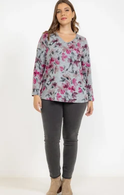 Toscane Boutique Tee-shirts|Tee-shirt maille chaude imprimé FUCHSIA