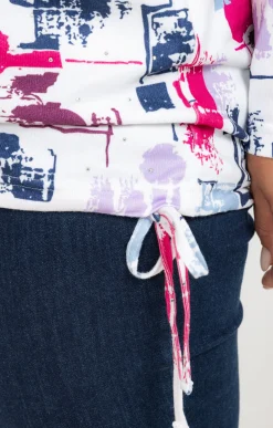 Toscane Boutique Tee-shirts|Tee-shirt maille chaude imprimé ECRU