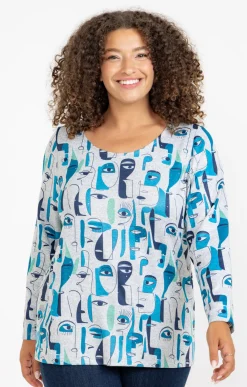 Toscane Boutique Tee-shirts|Tee-shirt maille chaude imprimé visages GRIS