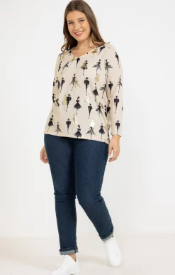 Toscane Boutique Tee-shirts|Tee-shirt maille chaude imprimé BEIGE