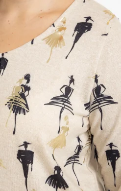 Toscane Boutique Tee-shirts|Tee-shirt maille chaude imprimé BEIGE