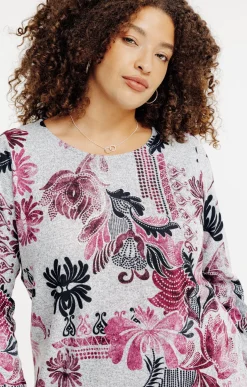 Toscane Boutique Tee-shirts|Tee-shirt maille chaude imprimé FUCHSIA