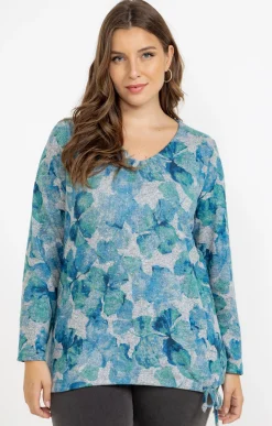 Toscane Boutique Tee-shirts|Tee-shirt maille chaude imprimé TURQUOISE