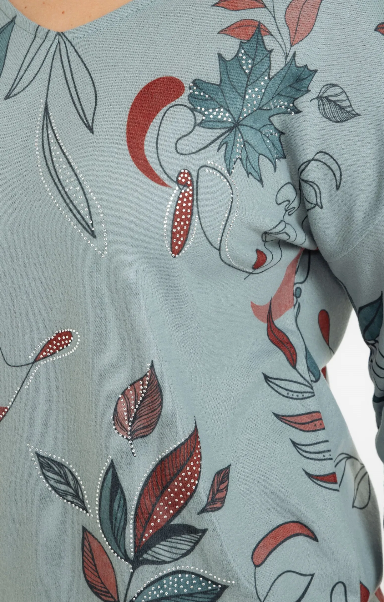 Toscane Boutique Tee-shirts|Tee-shirt maille chaude imprimé visages KAKI CLAIR