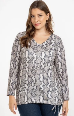 Toscane Boutique Tee-shirts|Tee-shirt maille chaude imprimé python BEIGE