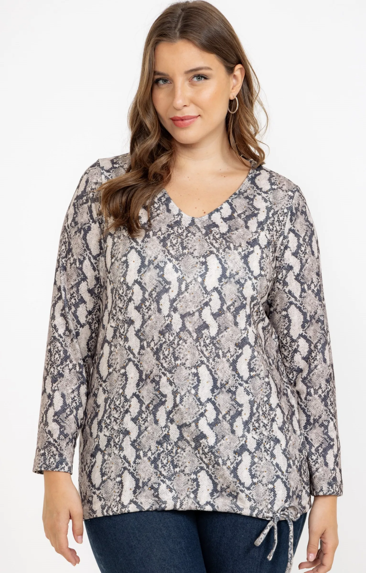 Toscane Boutique Tee-shirts|Tee-shirt maille chaude imprimé python BEIGE