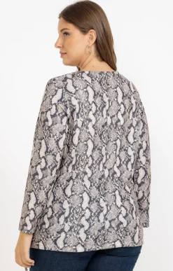 Toscane Boutique Tee-shirts|Tee-shirt maille chaude imprimé python BEIGE