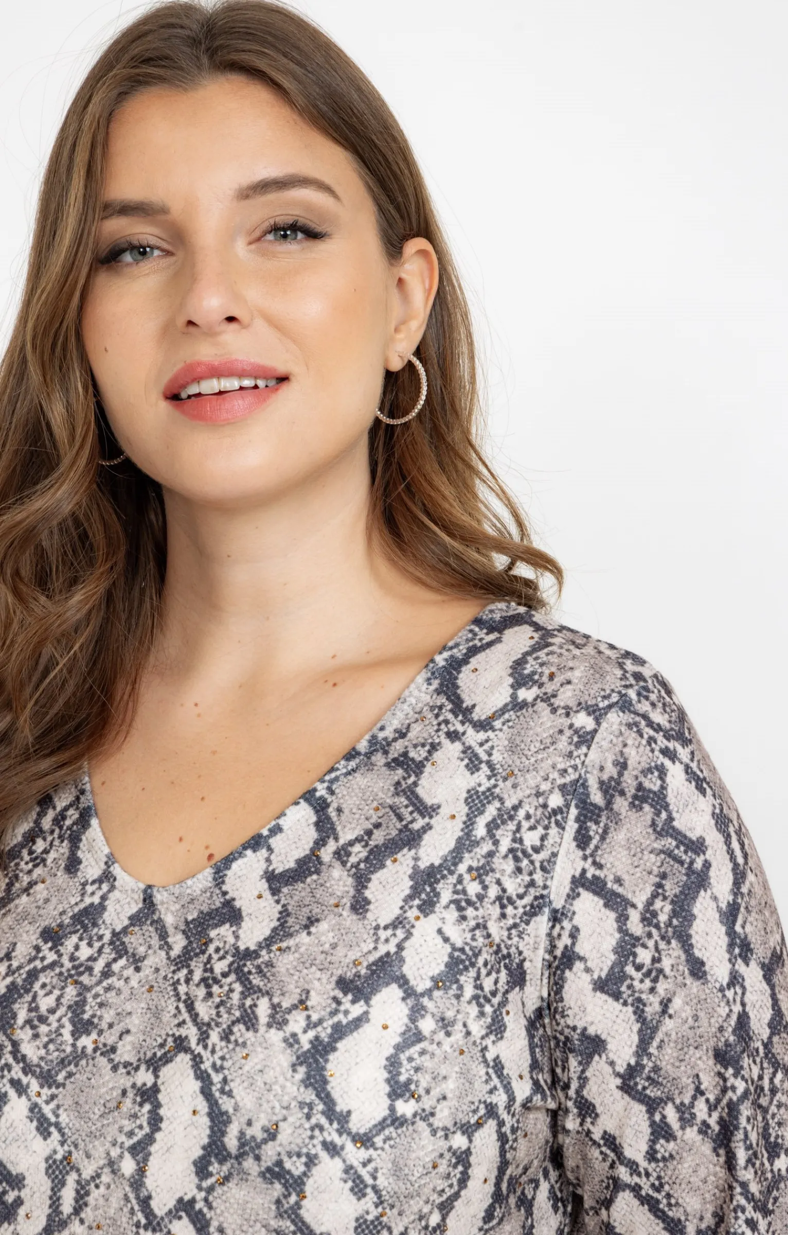 Toscane Boutique Tee-shirts|Tee-shirt maille chaude imprimé python BEIGE