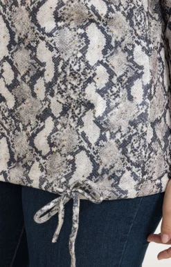 Toscane Boutique Tee-shirts|Tee-shirt maille chaude imprimé python BEIGE