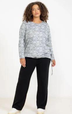 Toscane Boutique Tee-shirts|Tee-shirt maille chaude imprimé chats GRIS