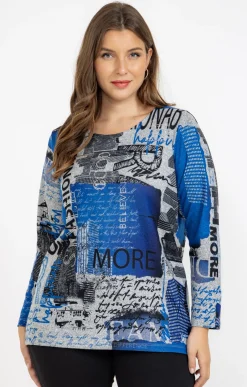 Toscane Boutique Tee-shirts|Tee-shirt maille chaude imprimé BLEU DUR