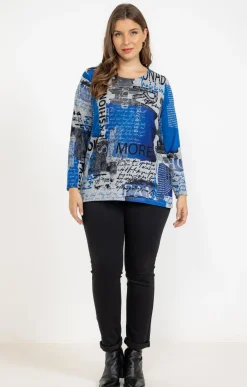 Toscane Boutique Tee-shirts|Tee-shirt maille chaude imprimé BLEU DUR