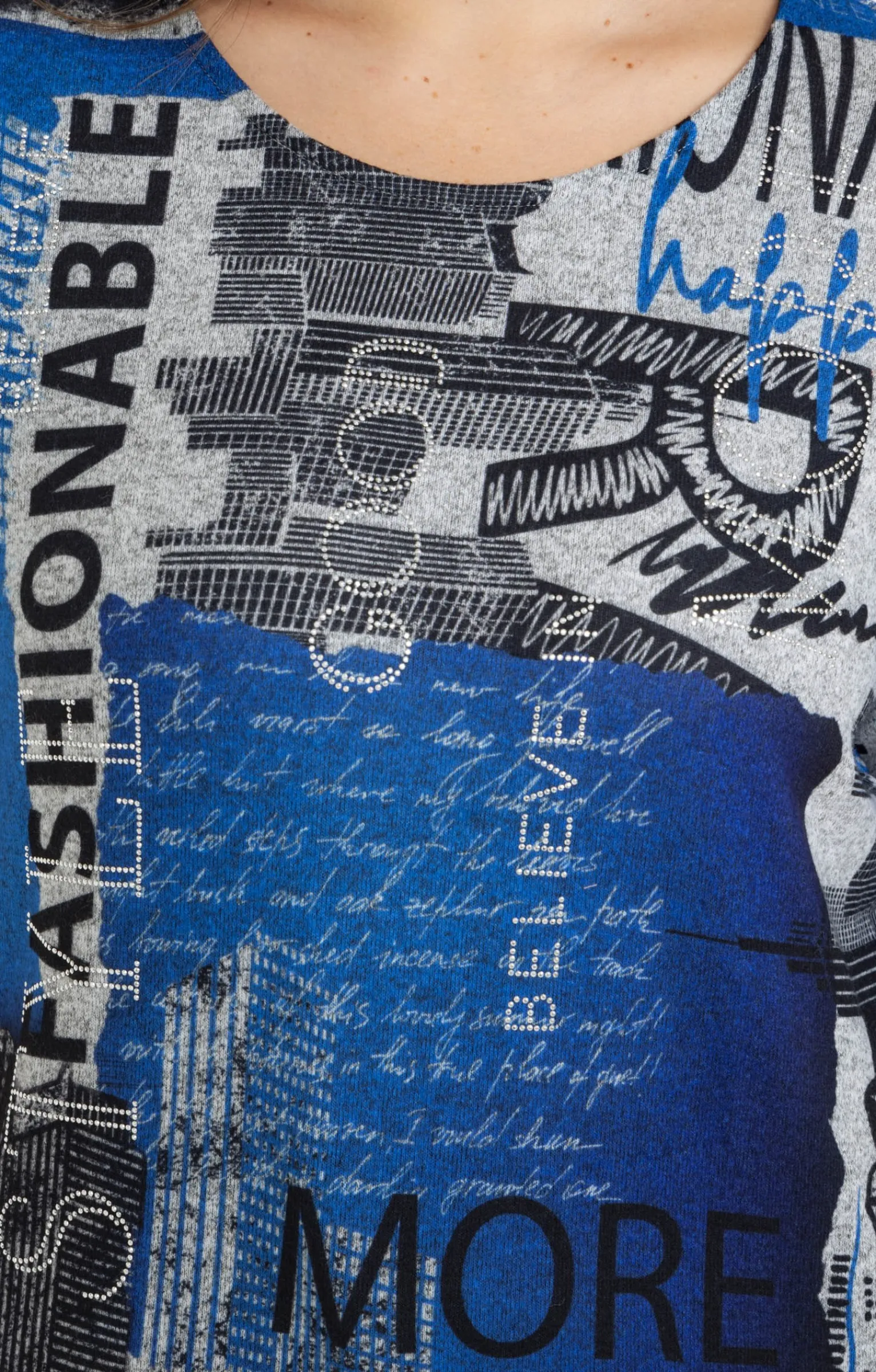 Toscane Boutique Tee-shirts|Tee-shirt maille chaude imprimé BLEU DUR