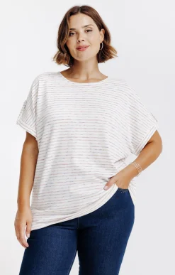 Toscane Boutique Tee-shirts|Tee-shirt rayé CREME