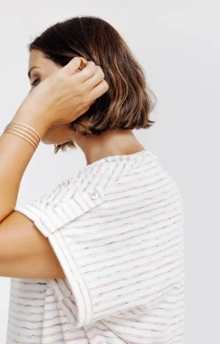 Toscane Boutique Tee-shirts|Tee-shirt rayé CREME