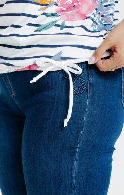 Toscane Boutique Tee-shirts|Tee-shirt rayé imprimé fleurs ROSE BARBIE