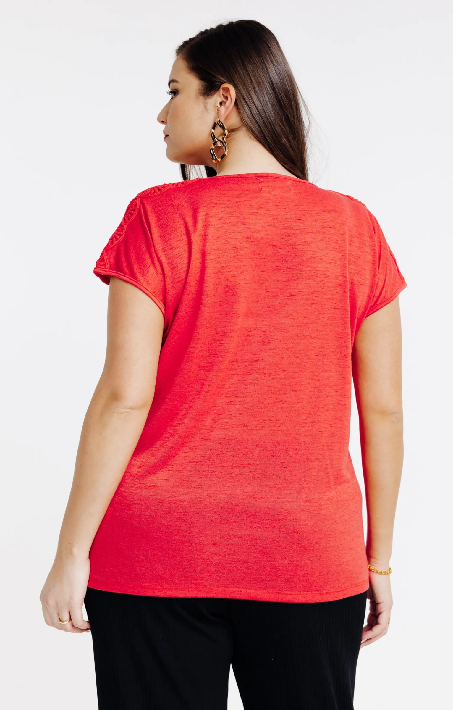 Toscane Boutique Tee-shirts|Tee-shirt uni effet lin BRIQUE