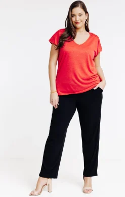 Toscane Boutique Tee-shirts|Tee-shirt uni effet lin BRIQUE