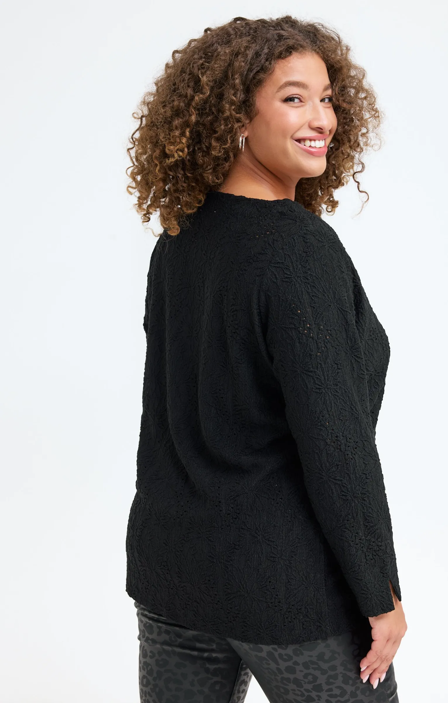 Toscane Boutique Tee-shirts|Tee-shirt uni reliéfé NOIR