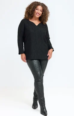 Toscane Boutique Tee-shirts|Tee-shirt uni reliéfé NOIR