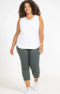 Toscane Boutique Pantalons|Tregging court détail rivet KAKI