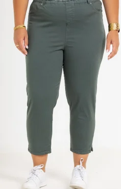 Toscane Boutique Pantalons|Tregging court détail rivet KAKI