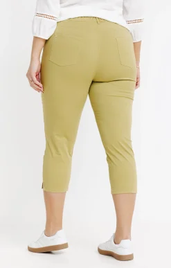 Toscane Boutique Pantalons|Tregging court détail strass smocked SMOKE GREEN