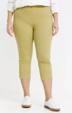 Toscane Boutique Pantalons|Tregging court détail strass smocked SMOKE GREEN