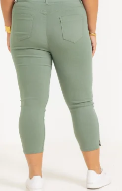 Toscane Boutique Pantalons|Tregging court stretch détail rivet TILLEUL