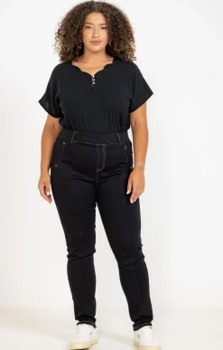 Toscane Boutique Pantalons|Tregging denim NOIR