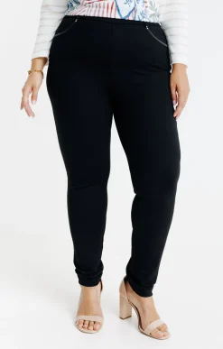 Toscane Boutique Pantalons|Tregging en maille chevron NOIR