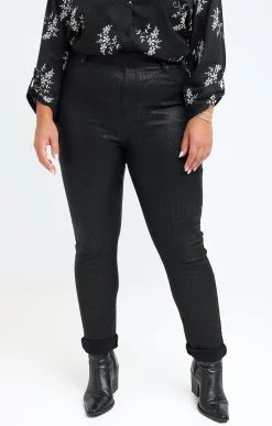 Toscane Boutique Pantalons|Tregging imprimé mini-traits NOIR