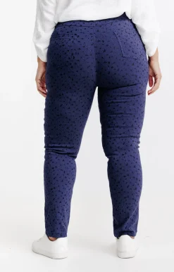 Toscane Boutique Pantalons|Tregging jacquard motif losange MARINE