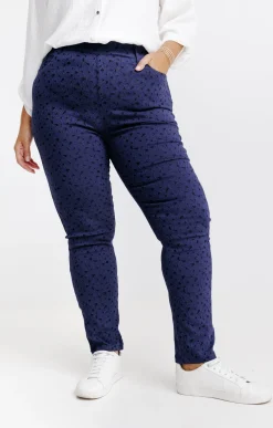 Toscane Boutique Pantalons|Tregging jacquard motif losange MARINE