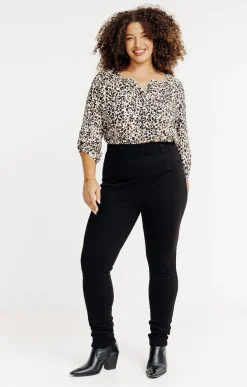 Toscane Boutique Pantalons|Tregging maille à boutons NOIR