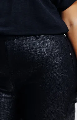 Toscane Boutique Pantalons|Tregging stretch effet peau de serpent NOIR