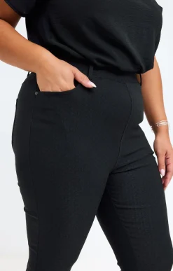 Toscane Boutique Pantalons|Tregging uni reliéfé damier NOIR