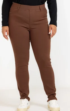 Toscane Boutique Pantalons|Tregging uni stretch CHOCOLAT