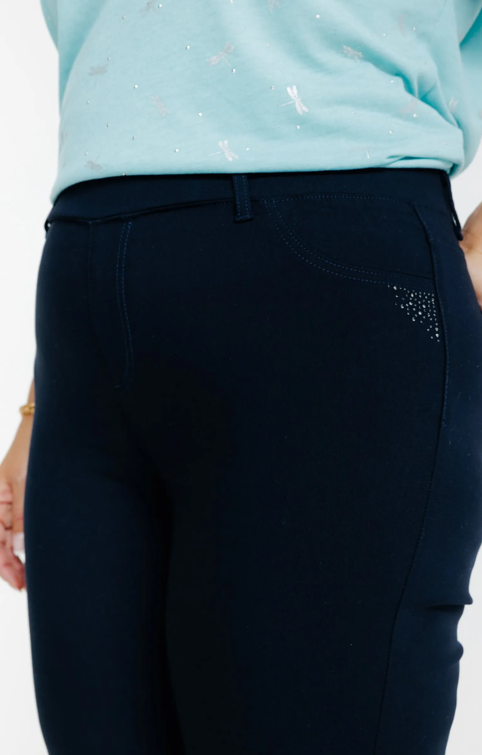 Toscane Boutique Pantalons|Tregging uni stretch MARINE