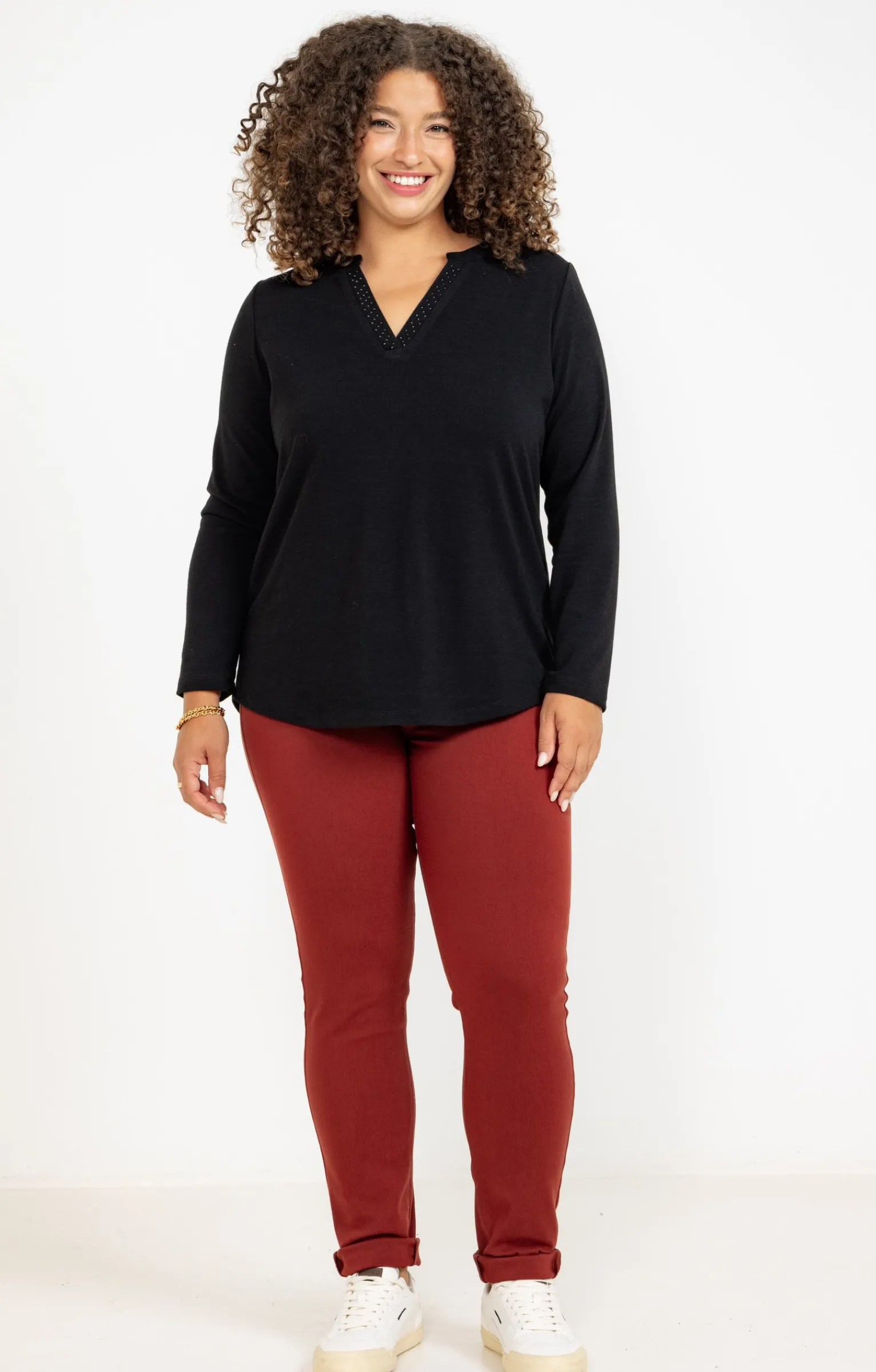 Toscane Boutique Pantalons|Tregging uni stretch BRIQUE