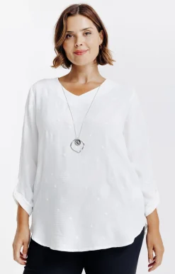 Toscane Boutique Chemisiers & Tuniques|Tunique avec fleurs brodées et collier ECRU