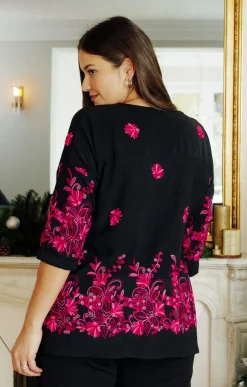 Toscane Boutique Chemisiers & Tuniques|Tunique brodée NOIR