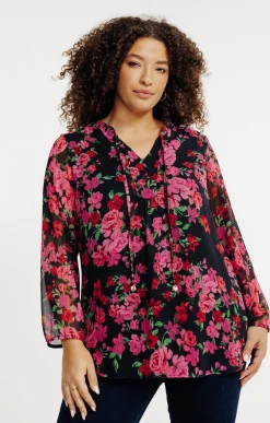 Toscane Boutique Chemisiers & Tuniques|Tunique florale NOIR